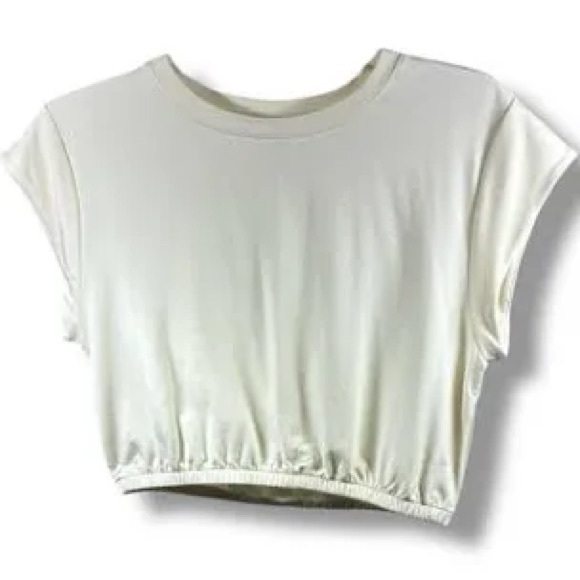 ALO Yoga Tops - Alo Yoga Dreamy Crop Elastic Waist Short Sleeve Off White Athletic Size Small